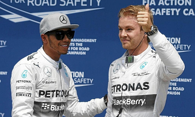 Rosberg y Hamilton tras la calificacin de Canad / REUTERS