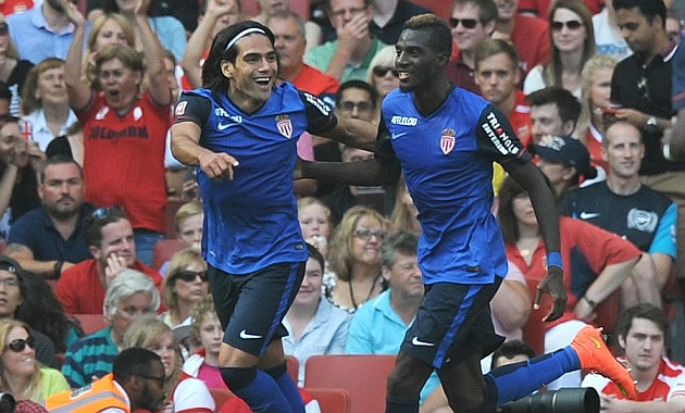 Falcao celebrando su gol ante el Arsenal. AFP