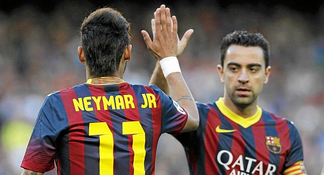 Neymar y Xavi, durante un partido del Bara