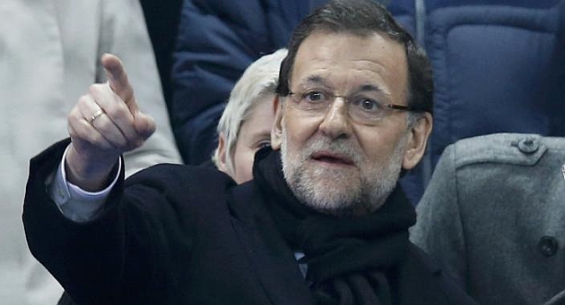 Rajoy, durante un partido de la seleccin espaola