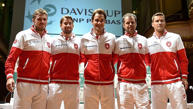 Equipo suizo para la semifinal de la copa Davis. Foto: AFP