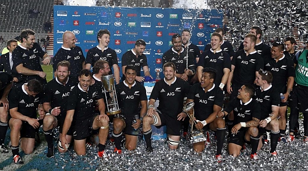 Los 'All Blacks' celebran en La Plata su tercer The Rugby Championship consecutivo / AFP