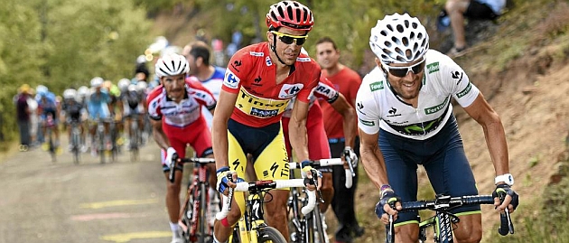 Valverde, Contador y Purito, en la Vuelta a Espaa 2014. / Afp