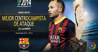 Iniesta, mejor centrocampista ofensivo de la Liga 2013/2014