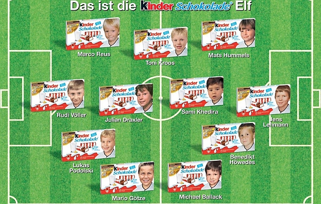 Qu 11 jugadores alemanes participan en una campaa de Kinder?
