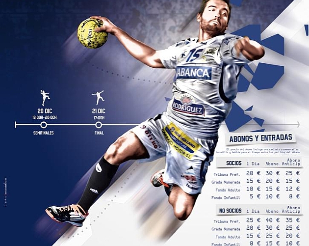 Cartel de la XXV Copa Asobal con el jugador del Ademar Carrillo. Infografa: Ademar Len