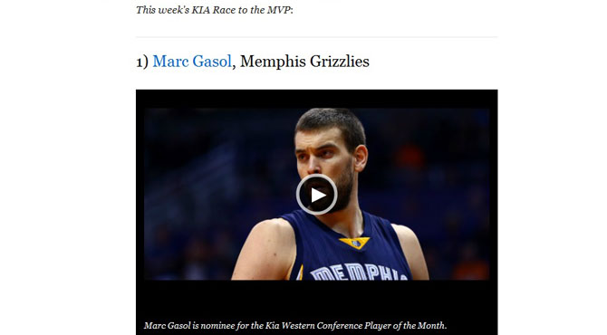 La NBA reconoce a Marc Gasol como el actual MVP de la competicin