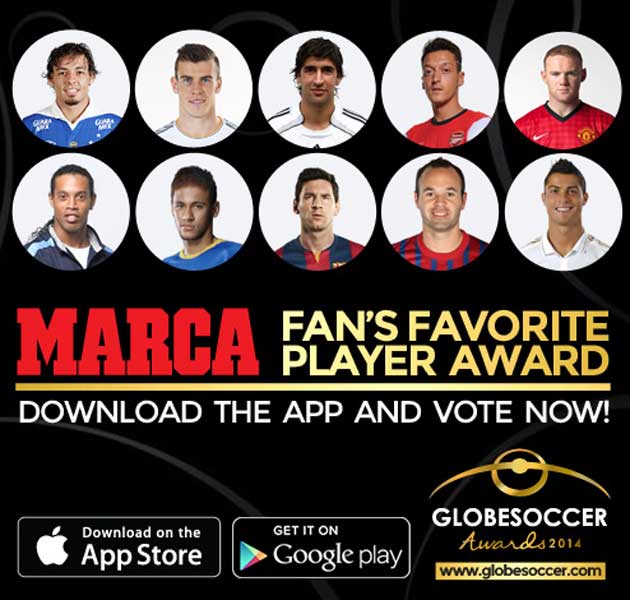 Vota por el 'Jugador favorito de los fans' de los Globe Soccer Awards