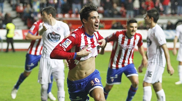 Pablo Prez celebra el gol del triunfo ante el Lugo / Tuero - Arias (Marca)