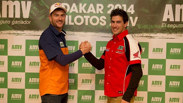 Barreda (derecha) ha sido vencedor de 10 etapas en las tres ltimas ediciones y este ao quiere destronar a Coma (izquierda), cuatro veces ganador del Dakar en motos / AMV