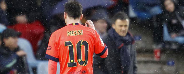 Messi y Luis Enrique, en el Getafe-Barcelona. / Foto: ngel Rivero. MARCA