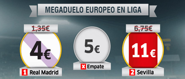 Apuesta 10 euros. Gana 40 con el Madrid o 110 con el Sevilla