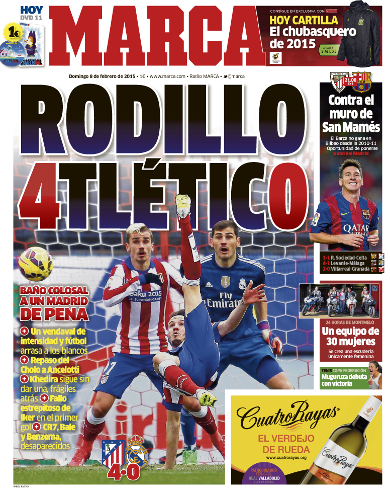Portadas de los periódicos deportivos de España y Europa hoy Domingo, 8 de  febrero de 2015 