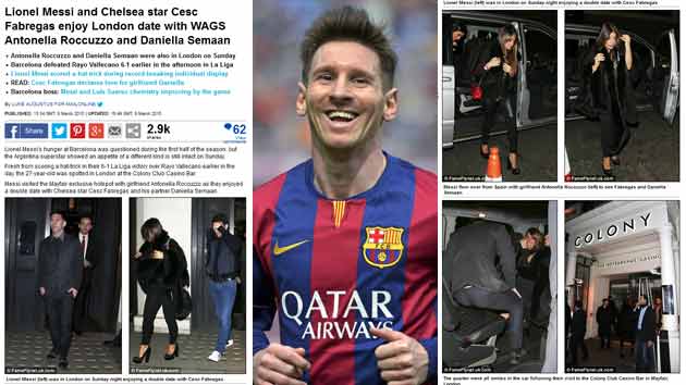 Pantallazo del medio britnico Mail Online con las imgenes y foto de Messi ante el Rayo. Foto: F. Adelantado