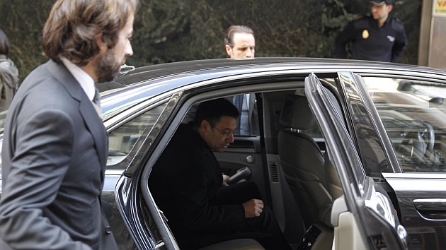 Bartomeu, a su salida de la Audiencia Nacional tras declarar por el caso Neymar. Foto: DAVID MOIRON
