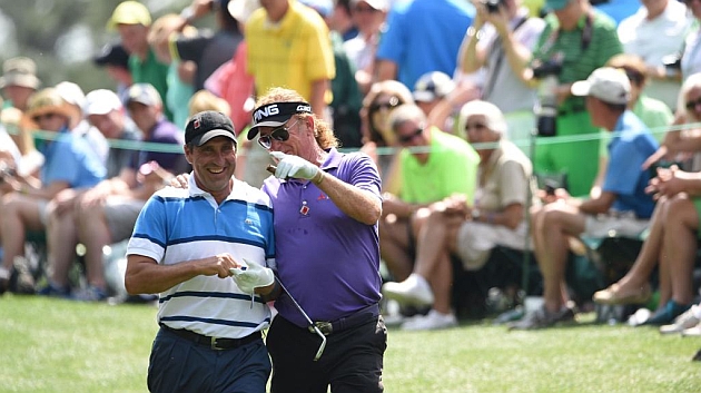 Olazabal y Jimnez en el Masters de Augusta. Foto: AFP