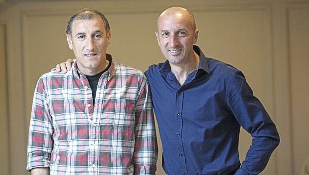 Vlado Grujic y Ranko Popovic, segundo y primer entrenador del Zaragoza. Foto: Toni Galn