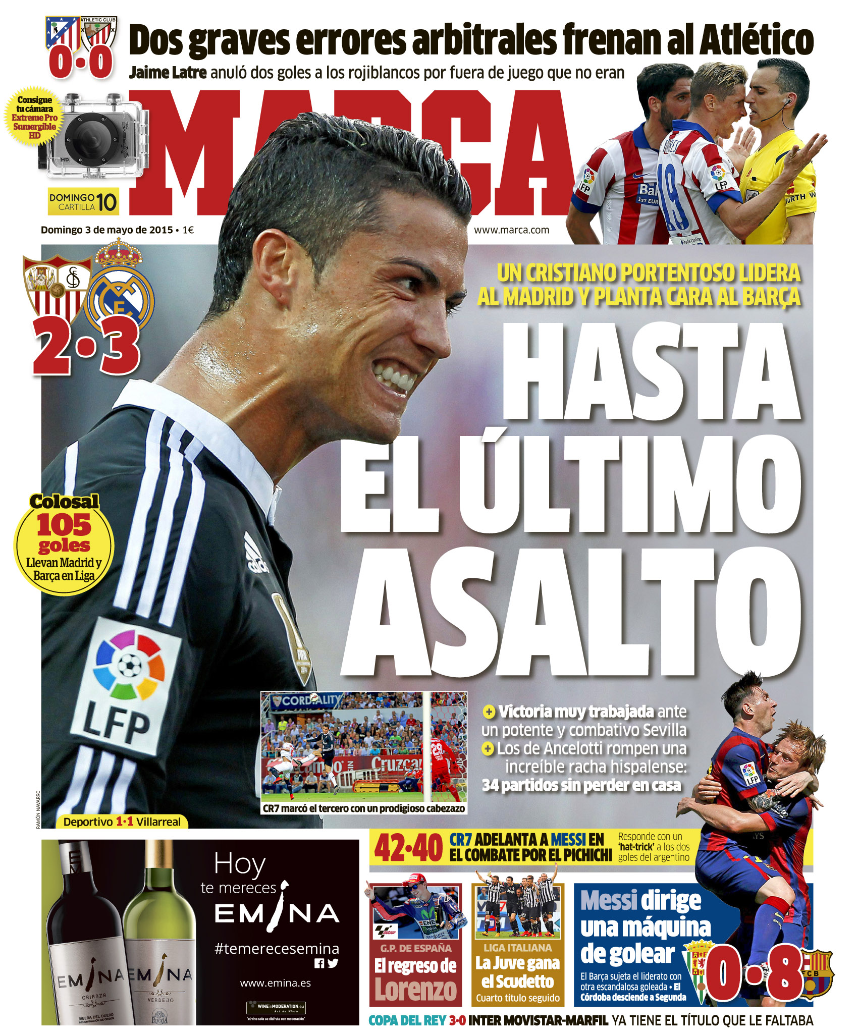 Portadas de los periódicos deportivos de España y Europa hoy Domingo, 3 de  mayo de 2015 