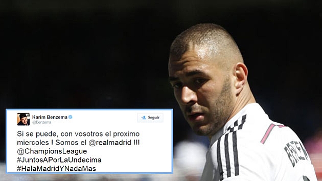 Tweet de Karim / Benzema, en el partido ante el Granada. Foto: Rafa Casal