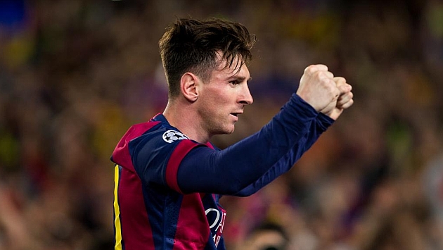 Messi celebra uno de sus goles al Bayern. / GERMAN PARGA (MARCA)