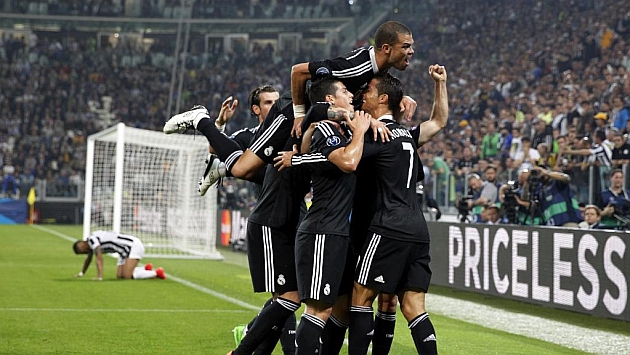 Los jugadores del Real Madrid celebran el tanto anotado en el Juventus Stadium. Foto: Chema Rey