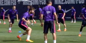Caras alegres en el entrenamiento del Barcelona / VDEO: ATLAS