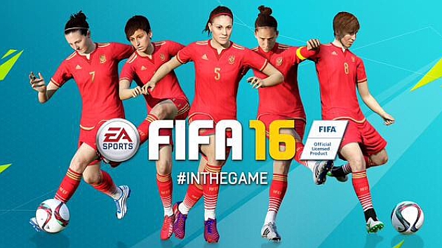 La seleccin espaola (Jenni, Corredera, Ruth, Vero y Sonia) virtual del FIFA 16.
