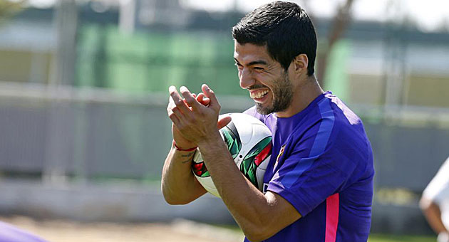Luis Surez durante un entrenamiento del Barcelona / Miguel Ruiz