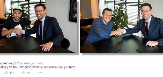 Jordi Alba y Pedro firman sus renovaciones