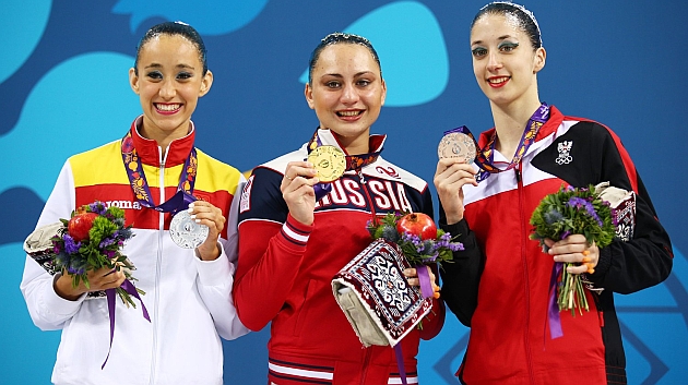 Berta Ferreras (plata), Anisiya Neborako (oro) y Anna-Maria Alexandri (bronce)
