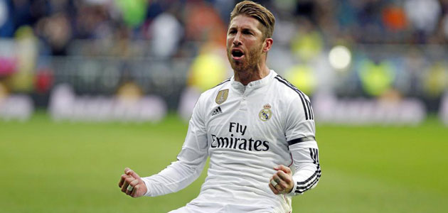 Sergio Ramos celebra un gol el el Bernabu