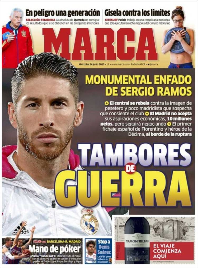 Portadas de los periódicos deportivos de España y Europa hoy Miércoles, 24  de junio de 2015 