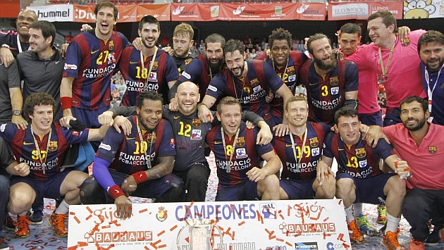 Los jugadores azulgrana celebrando la Copa del Rey.