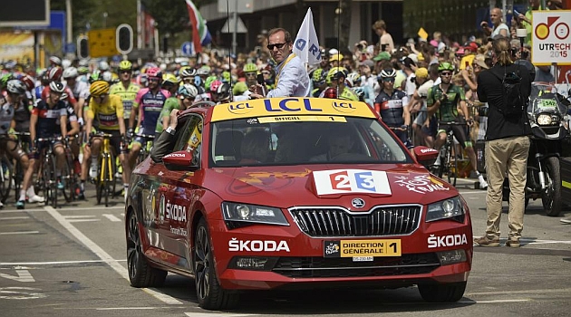 El director del Tour, Christian Prudhomme, durante la 2 etapa. AFP