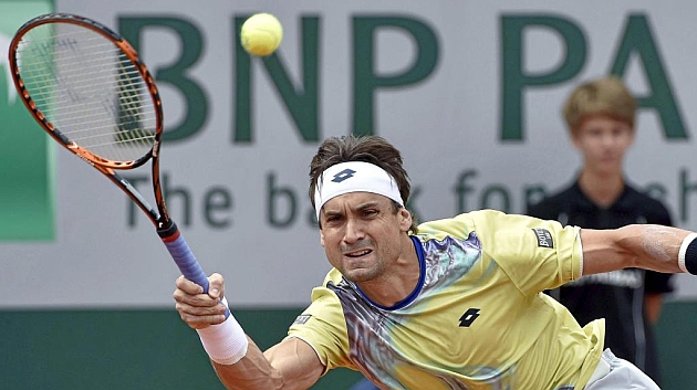 Ferrer en un partido en Roland Garros 2015