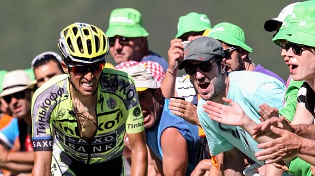 Contador, durante la 11 etapa del Tour