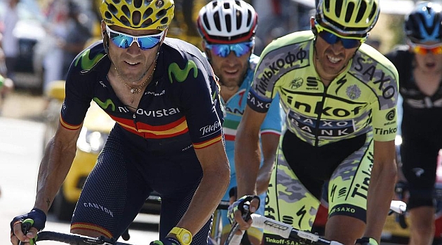 Alejandro Valverde durante la etapa. REUTERS