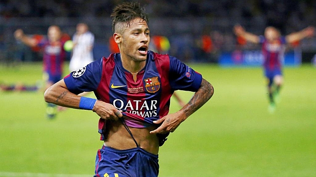 Neymar celebra su gol en la final de la Champions