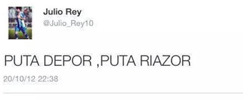 El Deportivo desestima el fichaje de Julio Rey por un tuit ofensivo