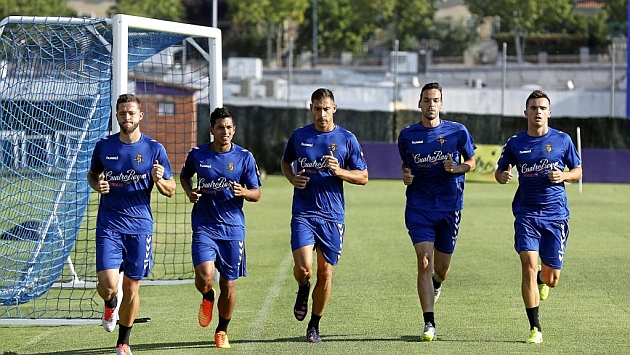 Los jugadores del Valladolid, en un entrenamiento de esta temporada