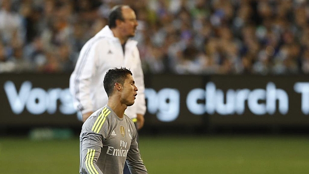 Cristiano Ronaldo se lamenta en el partido ante el Manchester City.