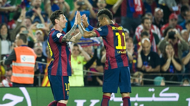 Neymar con Messi en la final de la Copa del Rey