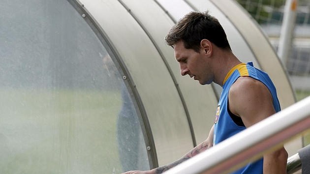 Messi, en su primer entrenamiento de la pretemporada
