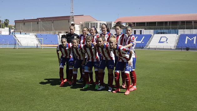 Alineacin del Atltico Fminas, durante un partido de la pasada temporada ante el Recreativo de Huelva
