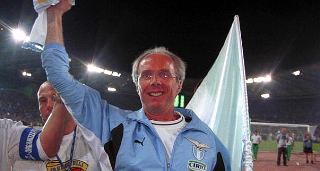 Sven Goran-Eriksson celebra la consecucin del 'Scudetto' con la Lazio