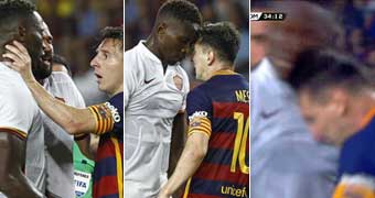 Messi se enfrent con Yanga-Mbiwa