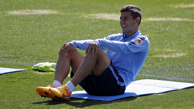 Lucas Hernndez, sonriente durante un entrenamiento de pretemporada con el Atltico de Madrid