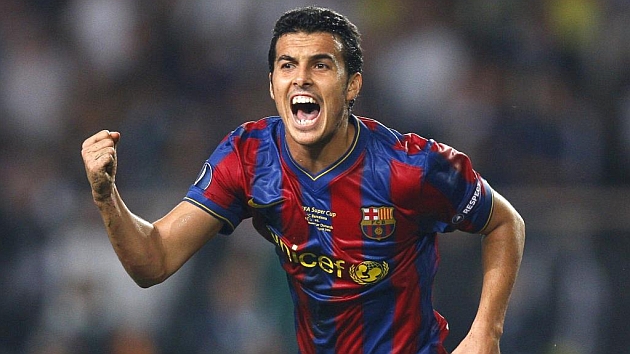 Pedro celebra su gol al Shakhtar en 2009