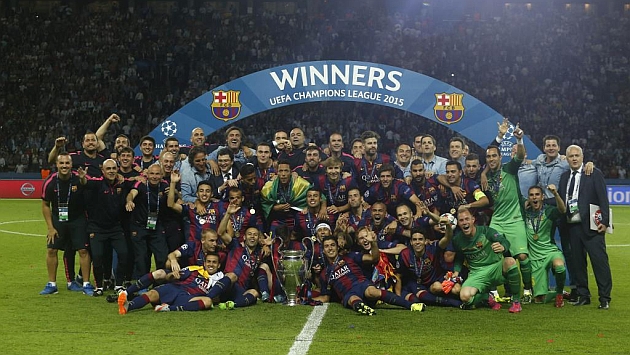 El Bara celebrando su quinta Champions League.