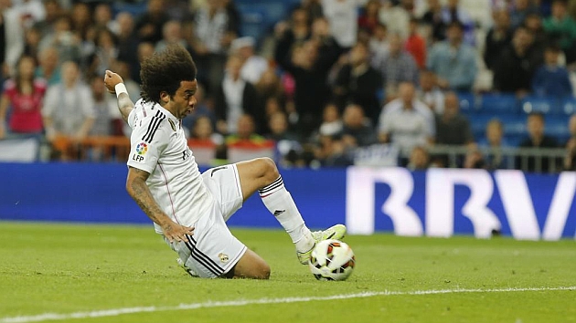 Marcelo, en el momento de marcar el ltimo gol de la pasada Liga
